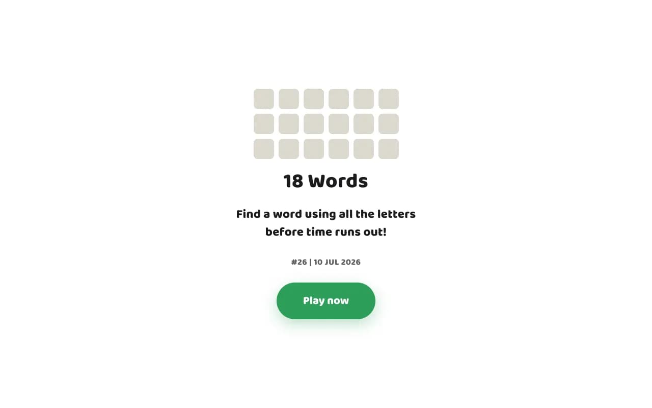 Screenshot of 18 Words