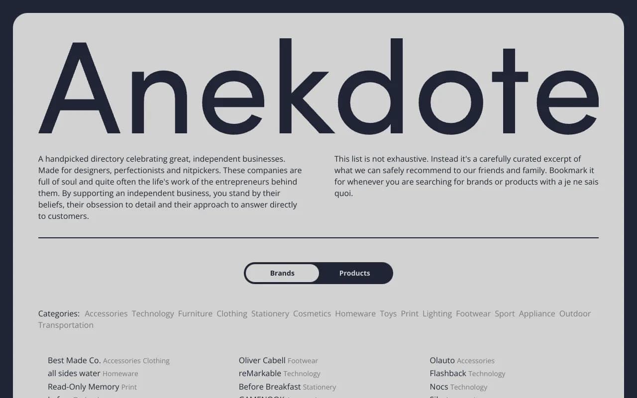 Screenshot of Anekdote