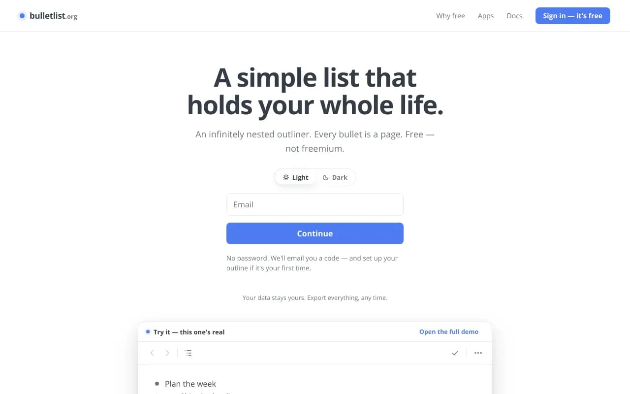 Screenshot of Bulletlist