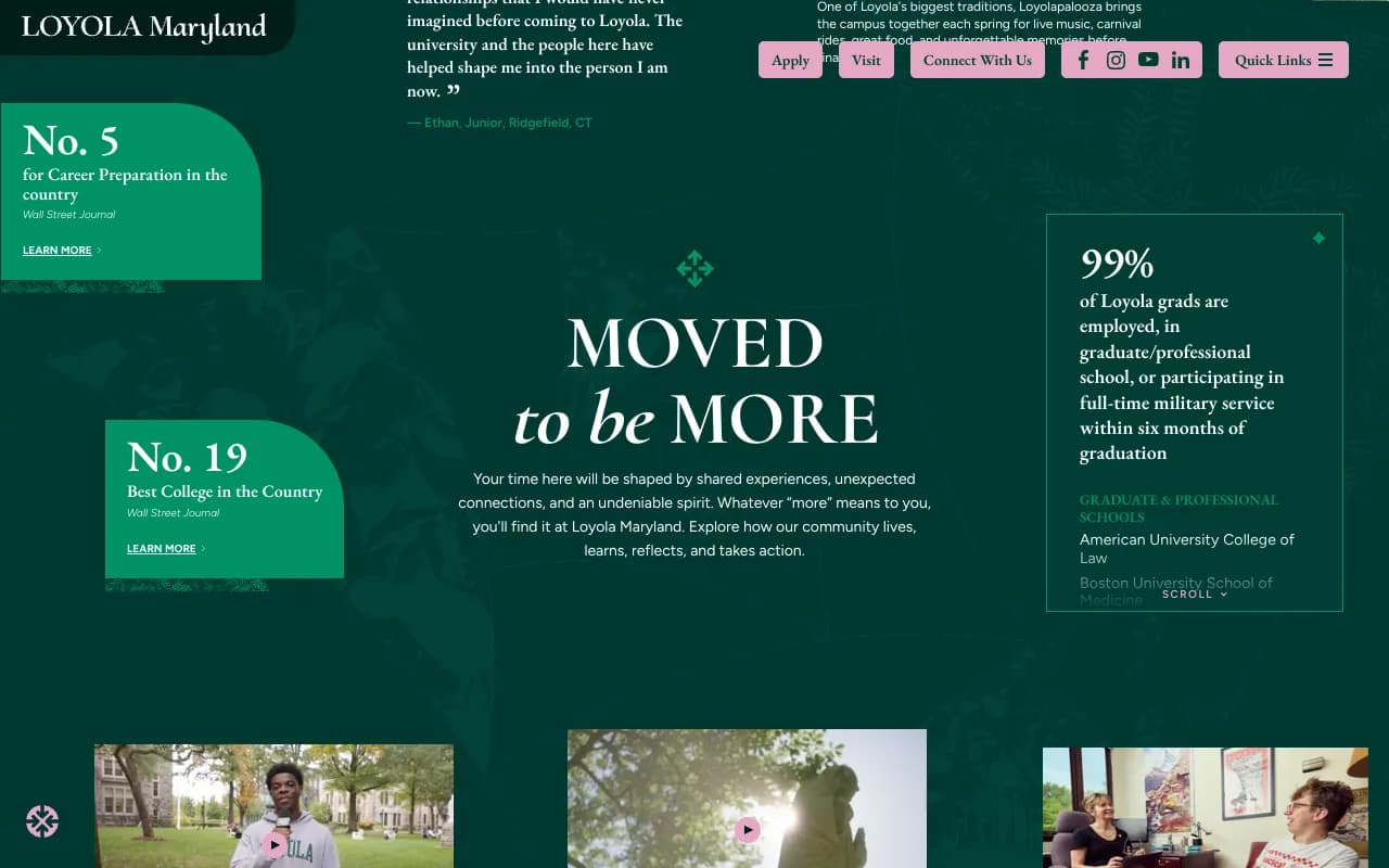 Screenshot of Loyola Maryland | Moved To Be More