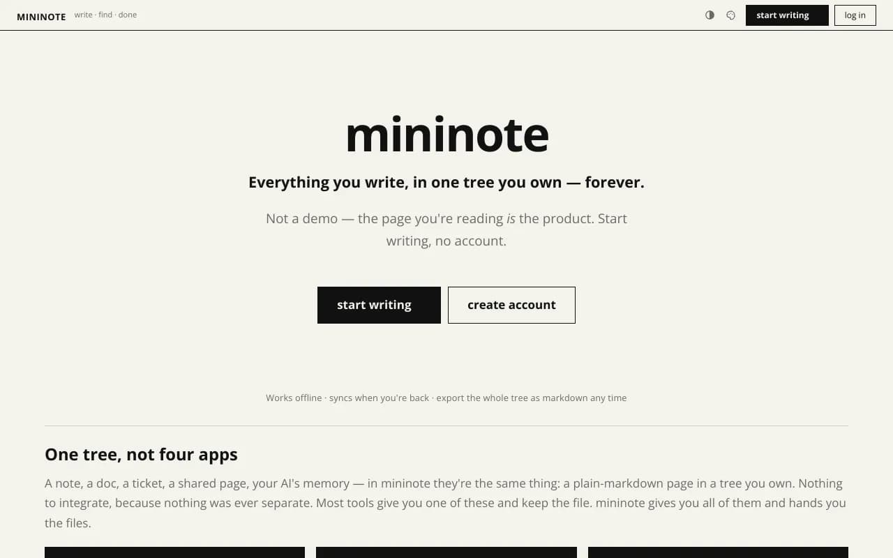 Screenshot of MiniNote
