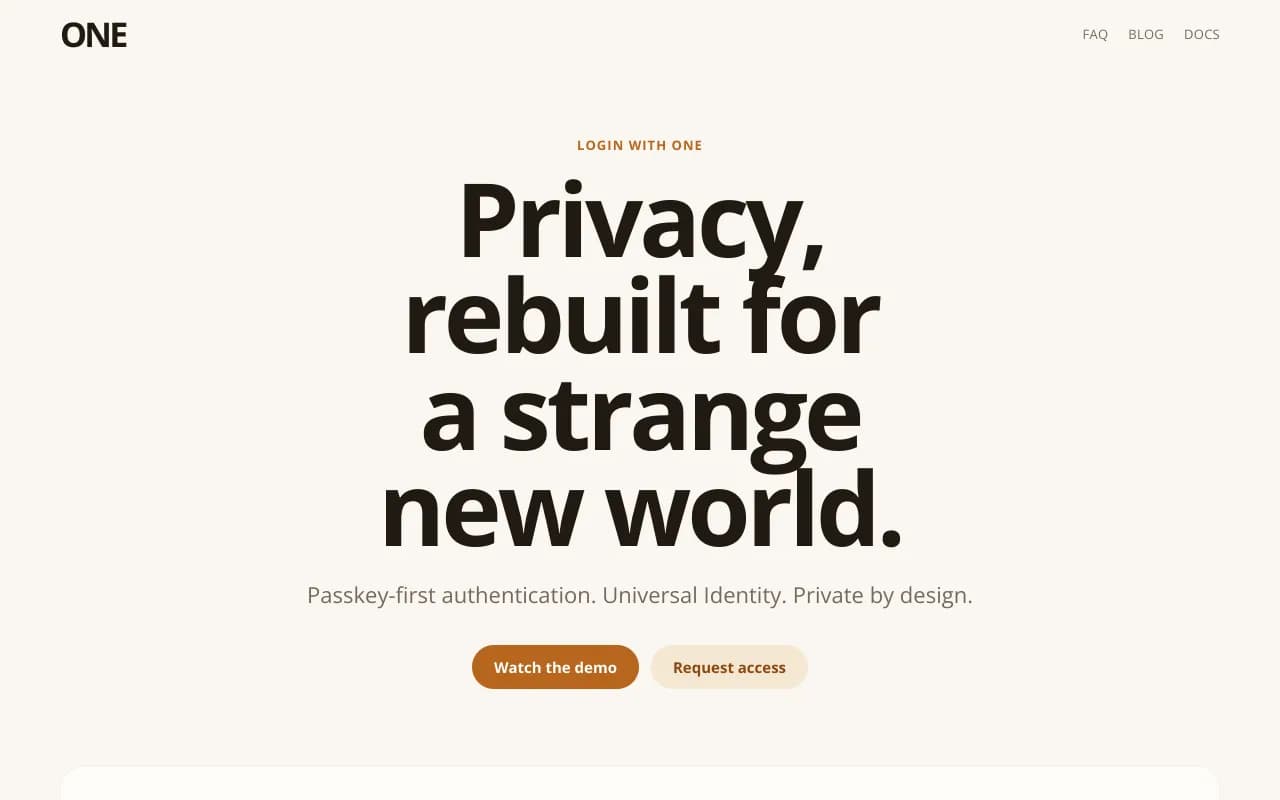 Screenshot of ONE