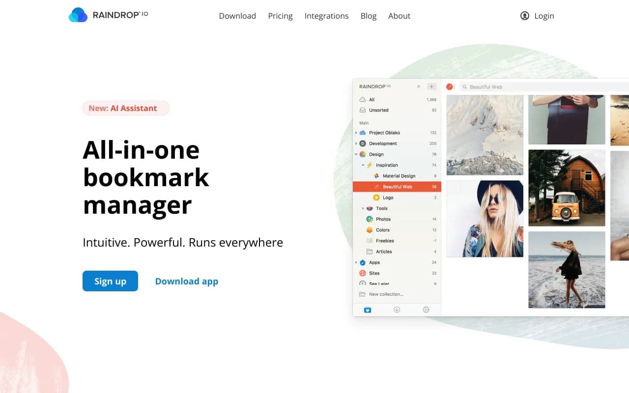 Screenshot of Raindrop.io