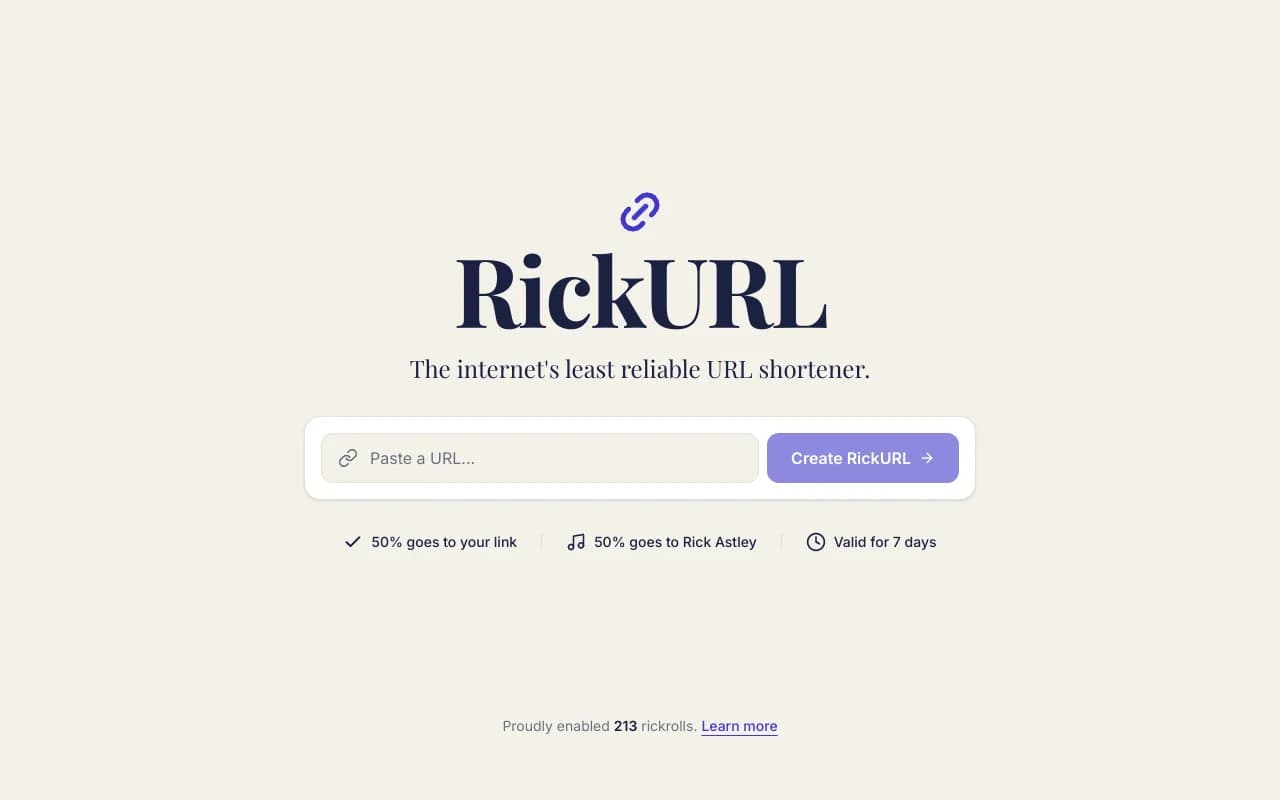 Screenshot of RickURL