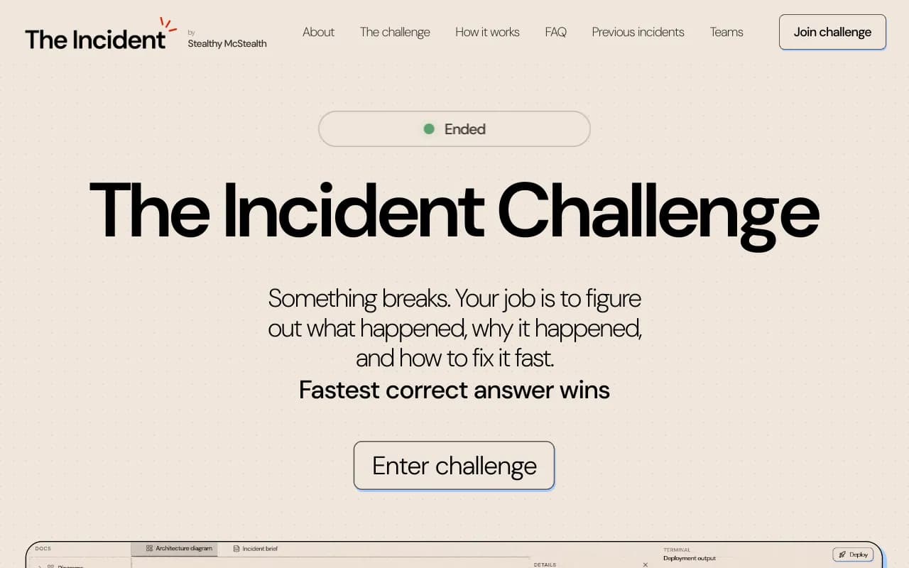 Screenshot of The Incident Challenge